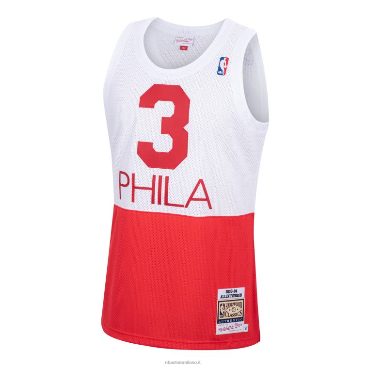 NBA 00F2L1185 philadelphia 76ers allen iverson mitchell & ness white hardwood classics maglia autentica
