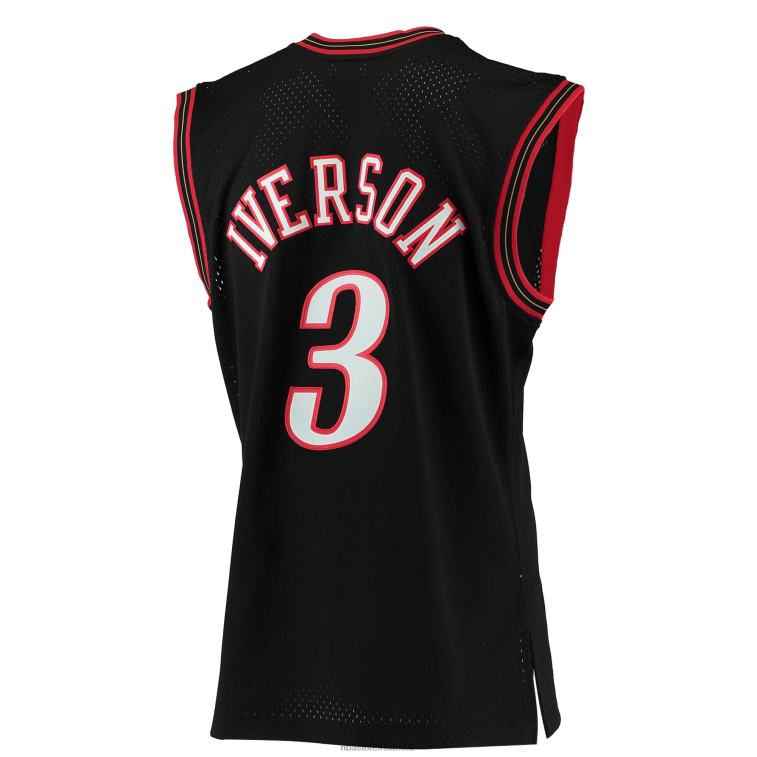 NBA 00F2L139 philadelphia 76ers allen iverson mitchell & ness black hardwood classics maglia swingman