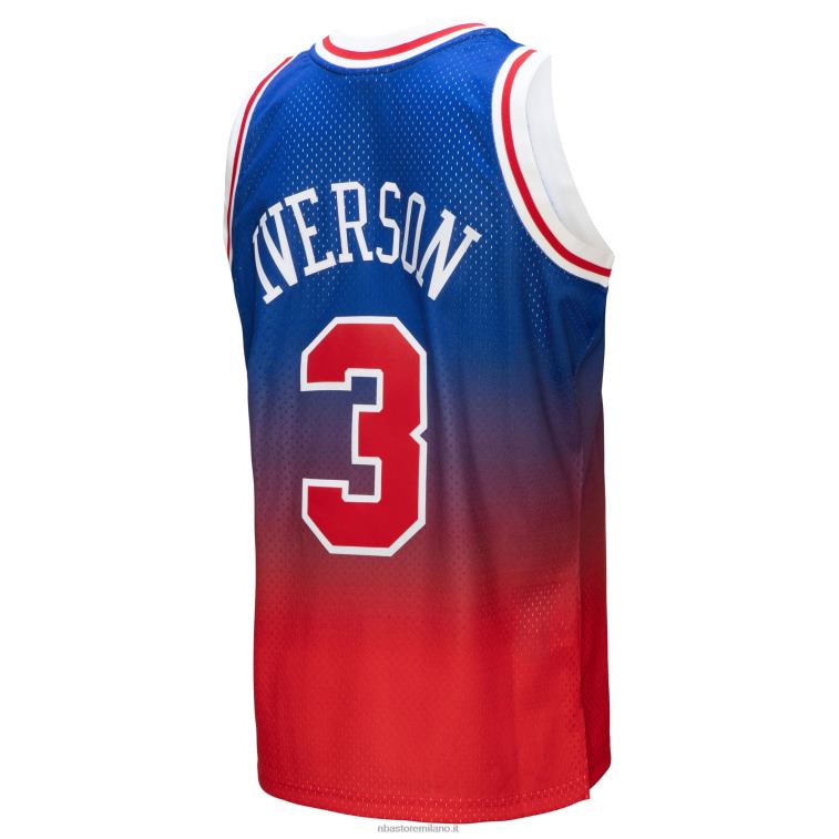 NBA 00F2L1508 philadelphia 76ers allen iverson red/royal hardwood classics fadeaway maglia giocatore swingman