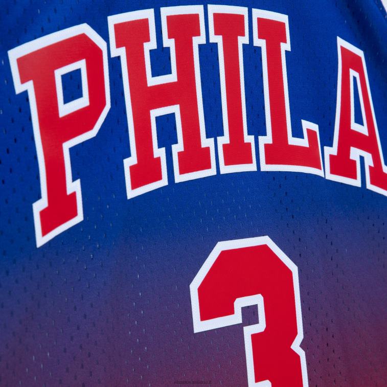 NBA 00F2L1508 philadelphia 76ers allen iverson red/royal hardwood classics fadeaway maglia giocatore swingman