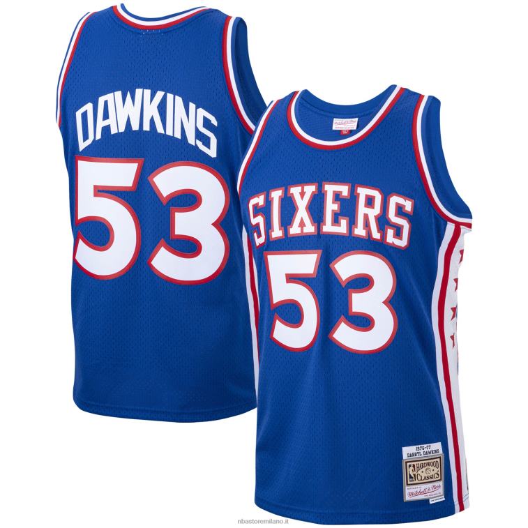 NBA 00F2L1587 philadelphia 76ers darryl dawkins mitchell & ness royal hardwood classics maglia giocatore swingman