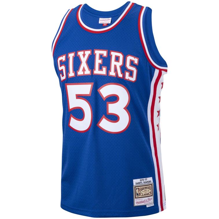 NBA 00F2L1587 philadelphia 76ers darryl dawkins mitchell & ness royal hardwood classics maglia giocatore swingman