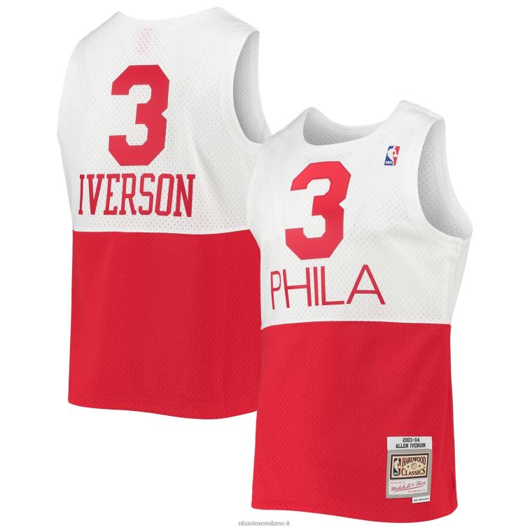 NBA 00F2L1598 philadelphia 76ers allen iverson maglia swingman mitchell & ness white hardwood classics