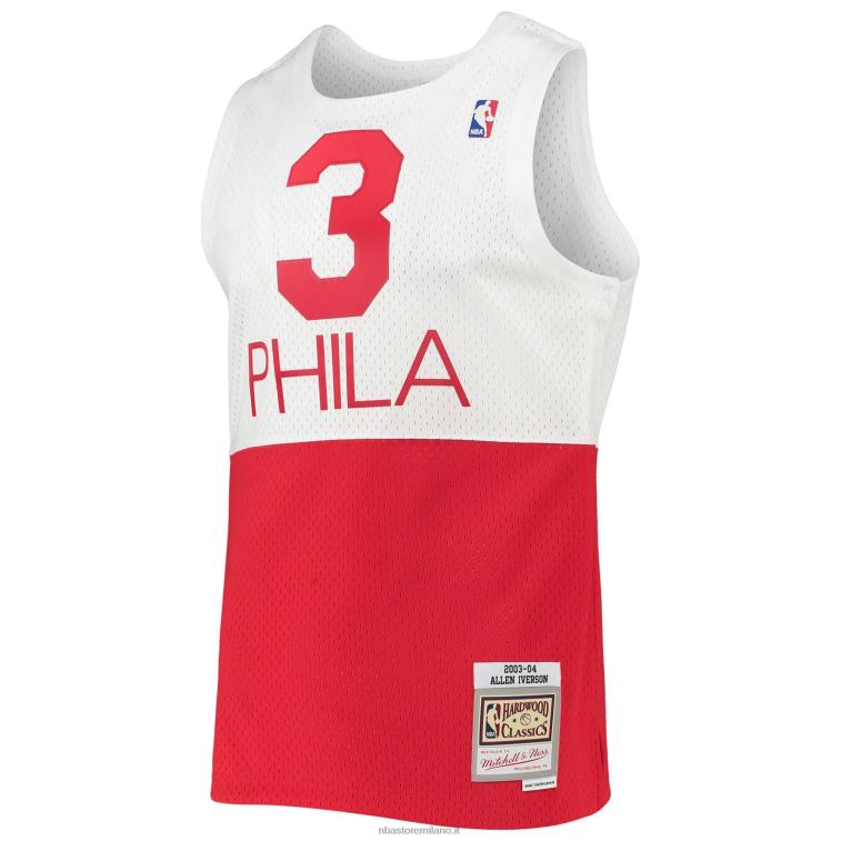 NBA 00F2L1598 philadelphia 76ers allen iverson maglia swingman mitchell & ness white hardwood classics