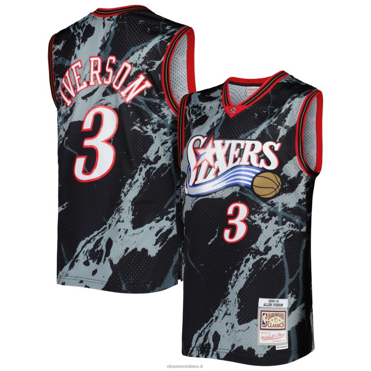 NBA 00F2L1851 philadelphia 76ers allen iverson mitchell & ness black hardwood classics marmo swingman jersey