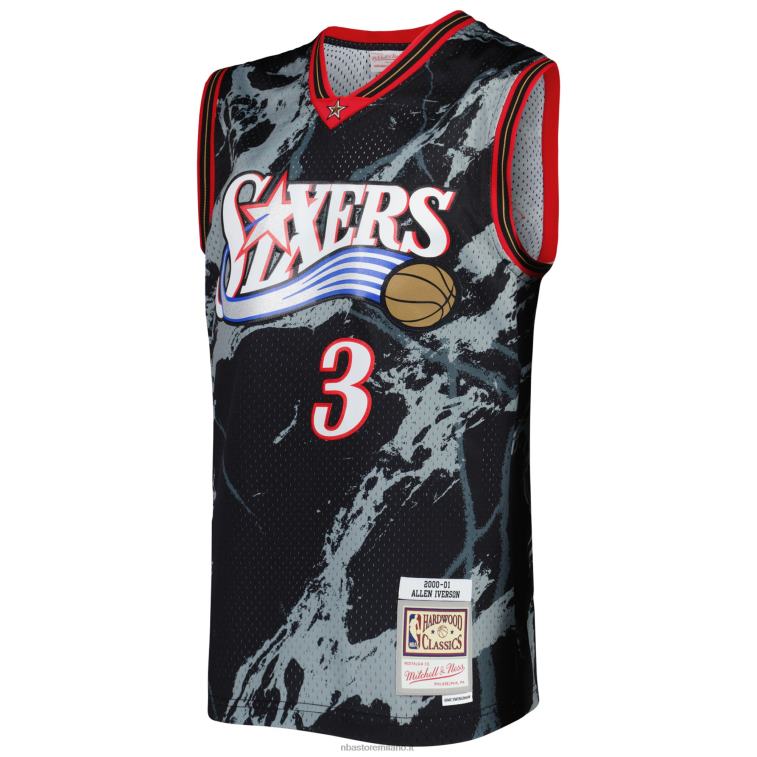 NBA 00F2L1851 philadelphia 76ers allen iverson mitchell & ness black hardwood classics marmo swingman jersey