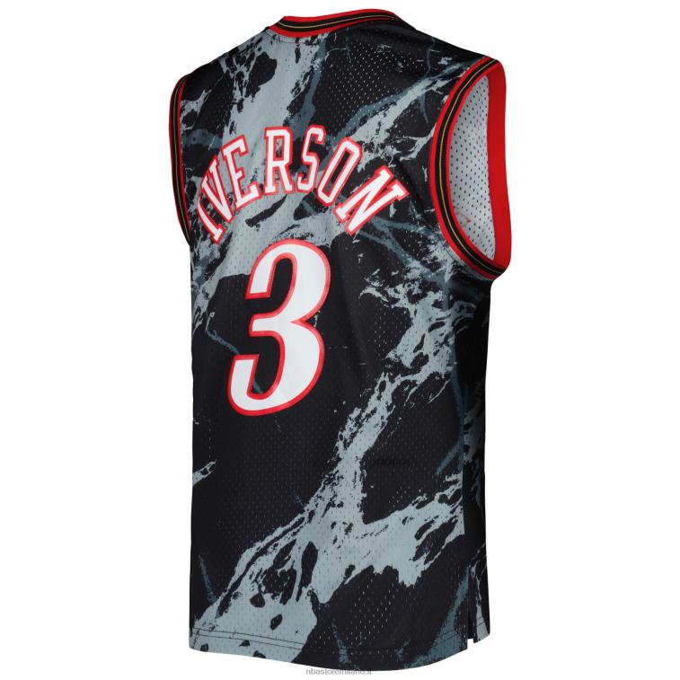 NBA 00F2L1851 philadelphia 76ers allen iverson mitchell & ness black hardwood classics marmo swingman jersey