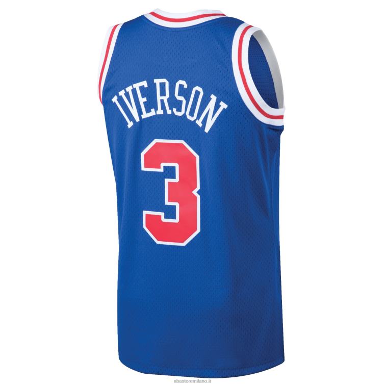 NBA 00F2L2052 Filadelfia 76ers Allen Iverson Mitchell & Ness Royal Hardwood Classics Maglia Swingman