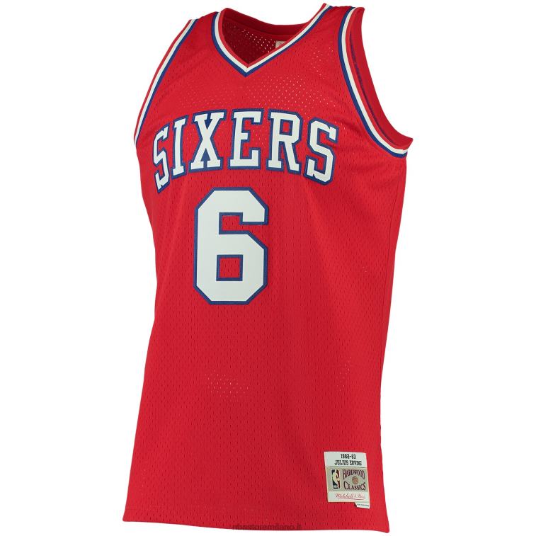 NBA 00F2L2123 philadelphia 76ers julius erving mitchell & ness maglia rossa big & tall hardwood classics