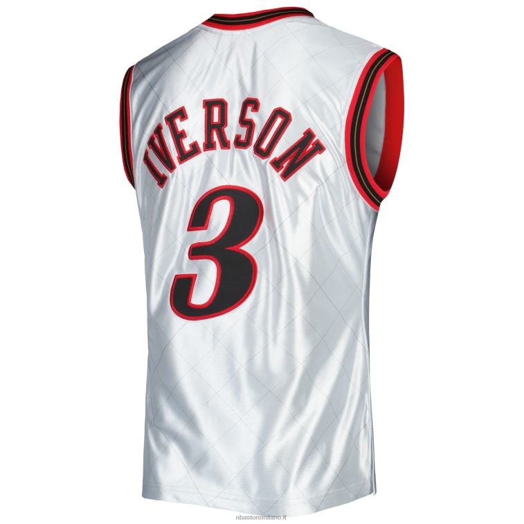 NBA 00F2L2820 philadelphia 76ers allen iverson platinum hardwood classics 75° anniversario maglia swingman