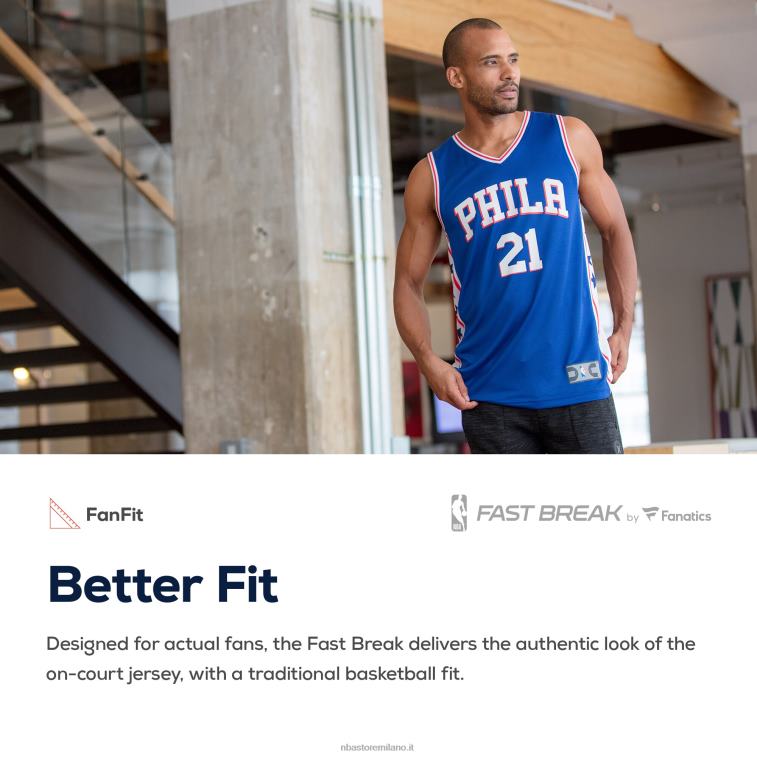 NBA 00F2L288 maglia replica personalizzata dei philadelphia 76ers royal fast break