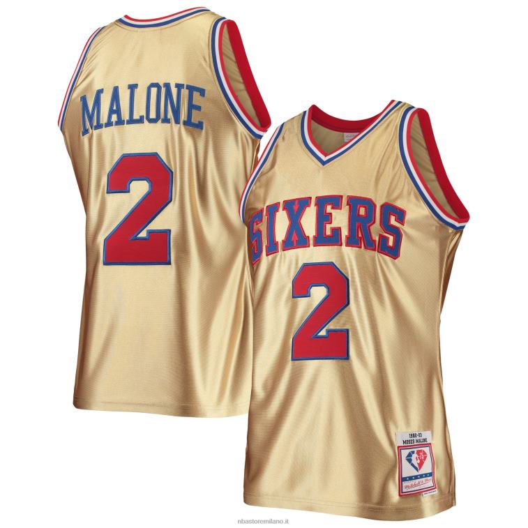 NBA 00F2L2902 Filadelfia 76ers Moses Malone Gold 75th Anniversary Hardwood Classics Swingman Jersey