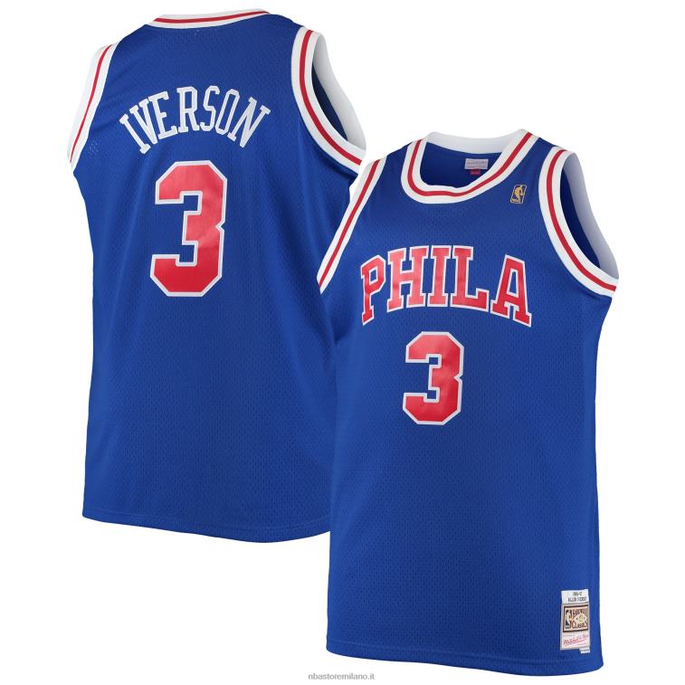 NBA 00F2L2941 philadelphia 76ers allen iverson mitchell & ness royal big & tall hardwood classici maglia swingman