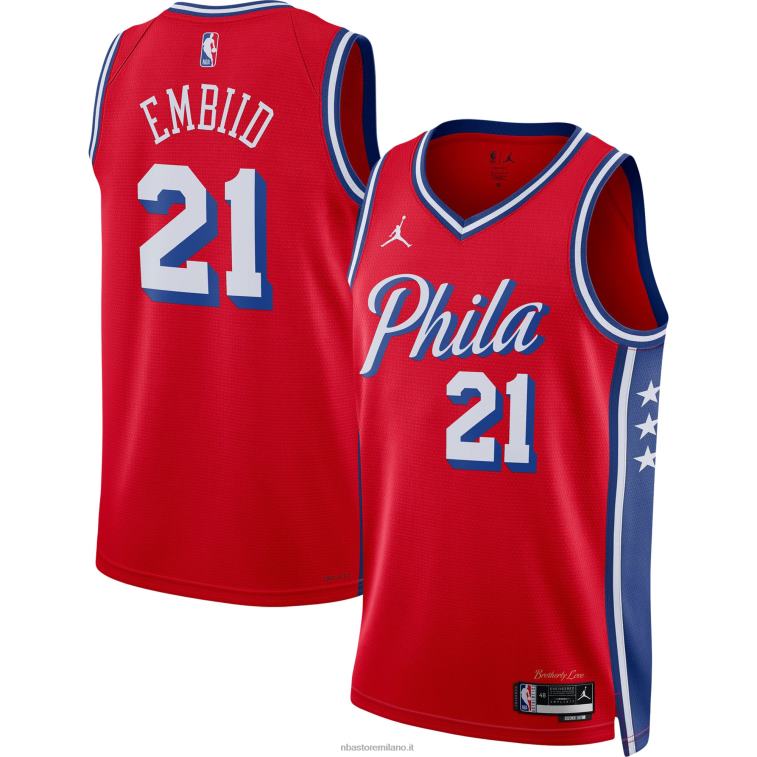 NBA 00F2L304 Filadelfia 76ers joel embiid jordan marca maglia swingman rossa