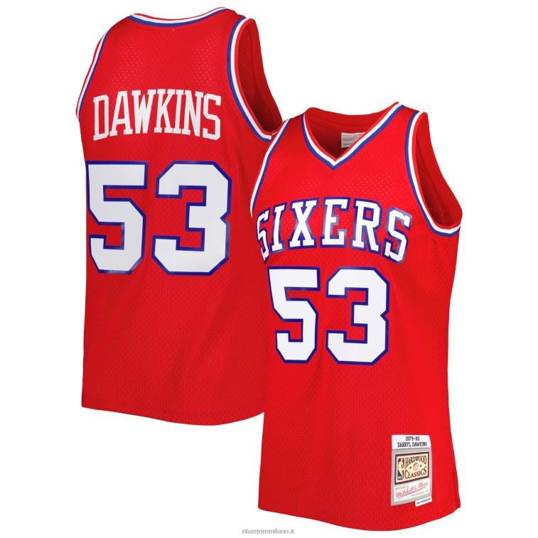 NBA 00F2L5162 philadelphia 76ers darryl dawkins mitchell & ness red hardwood classics 1979-80 maglia swingman