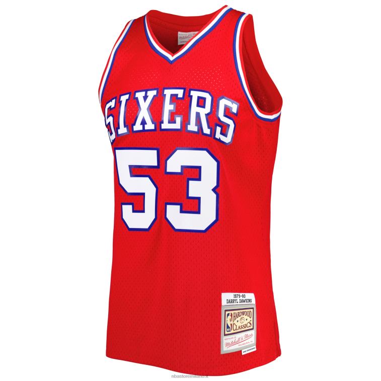 NBA 00F2L5162 philadelphia 76ers darryl dawkins mitchell & ness red hardwood classics 1979-80 maglia swingman