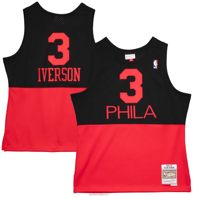 NBA 00F2L5265 philadelphia 76ers allen iverson black hardwood classics reload 2.0 maglia swingman