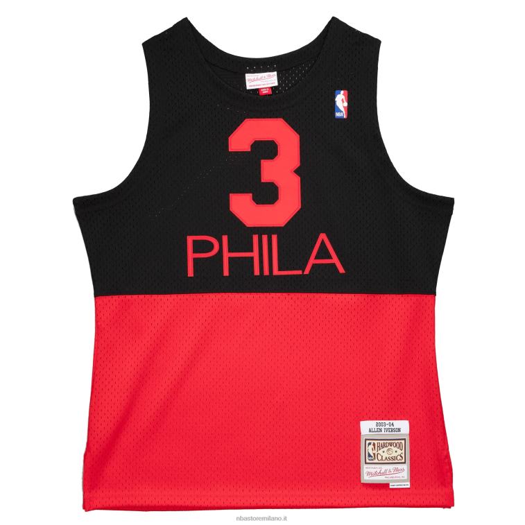 NBA 00F2L5265 philadelphia 76ers allen iverson black hardwood classics reload 2.0 maglia swingman