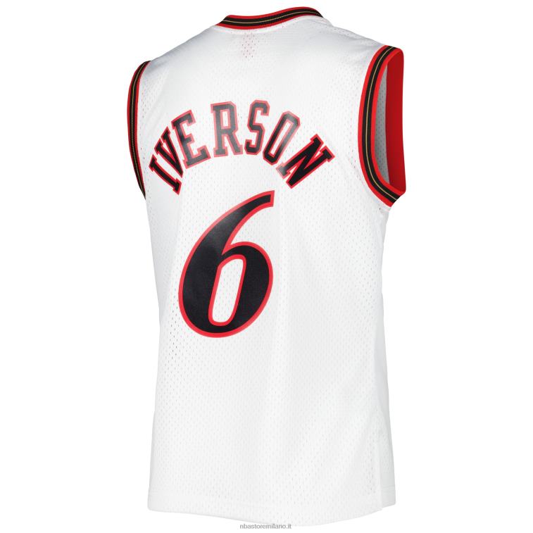 NBA 00F2L539 philadelphia 76ers allen iverson mitchell & ness white hardwood classics 2002 maglia swingman