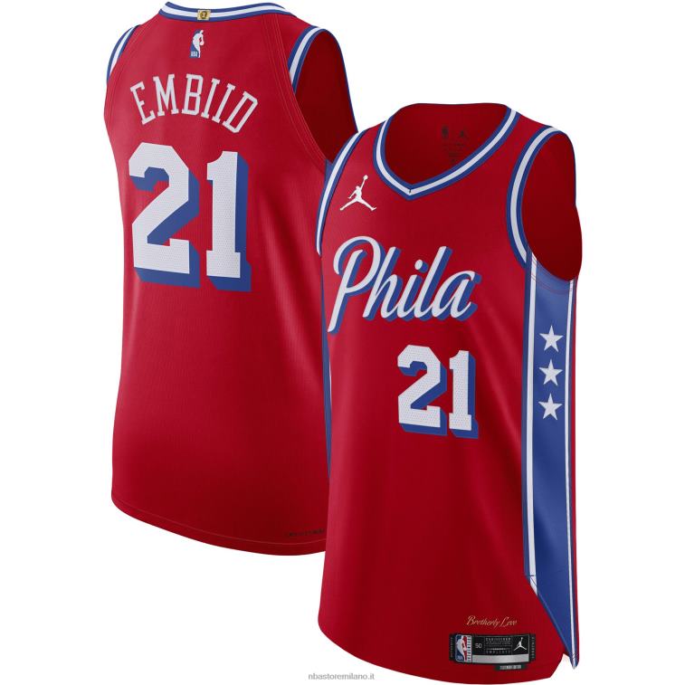 NBA 00F2L560 Filadelfia 76ers joel embiid jordan marca maglia rossa autentica