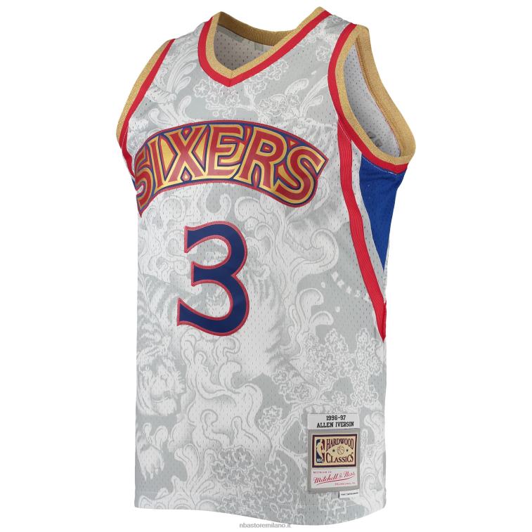NBA 00F2L5668 philadelphia 76ers allen iverson bianco legno duro classici maglia swingman capodanno lunare
