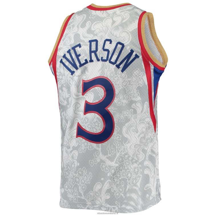 NBA 00F2L5668 philadelphia 76ers allen iverson bianco legno duro classici maglia swingman capodanno lunare