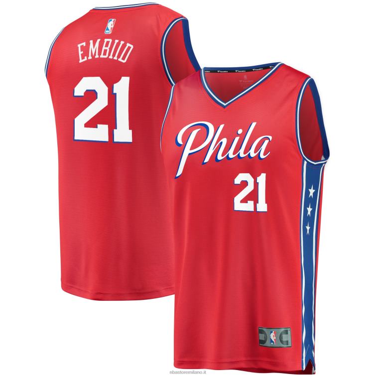 NBA 00F2L56 Filadelfia 76ers joel embiid maglia replica fast break rossa