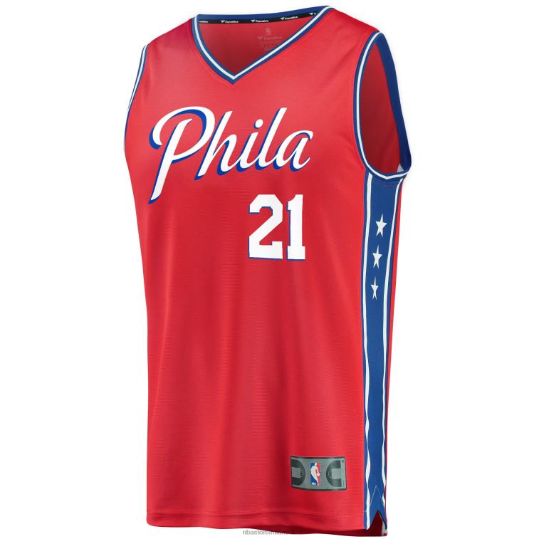 NBA 00F2L56 Filadelfia 76ers joel embiid maglia replica fast break rossa