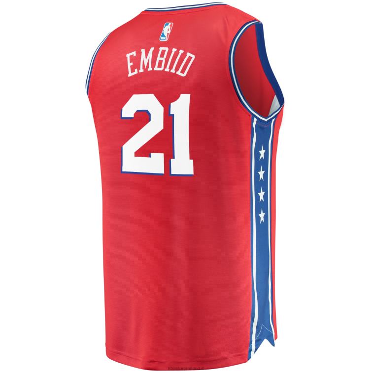 NBA 00F2L56 Filadelfia 76ers joel embiid maglia replica fast break rossa