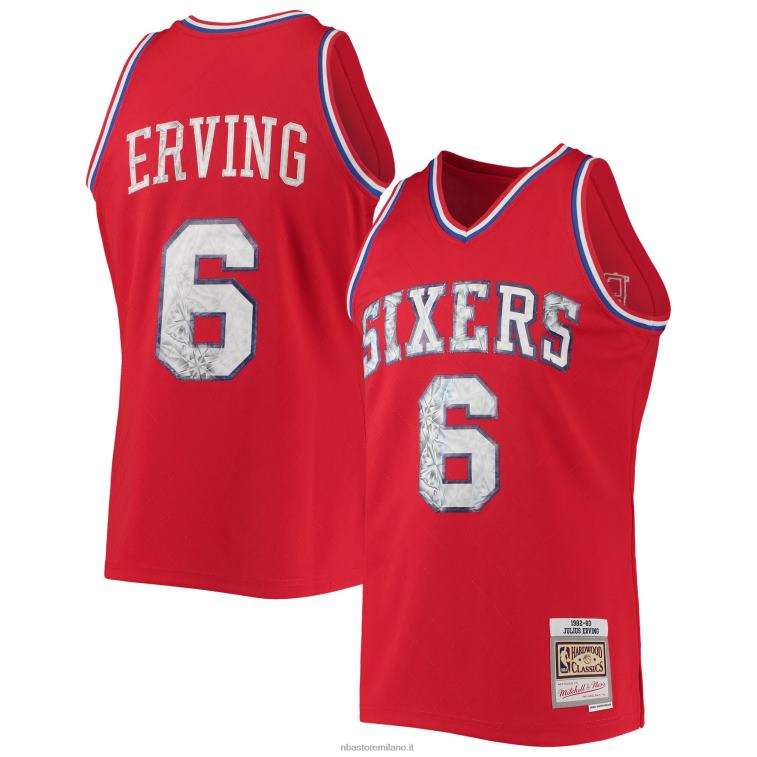NBA 00F2L6421 Filadelfia 76ers julius erving red hardwood classics 75° anniversario diamante maglia swingman