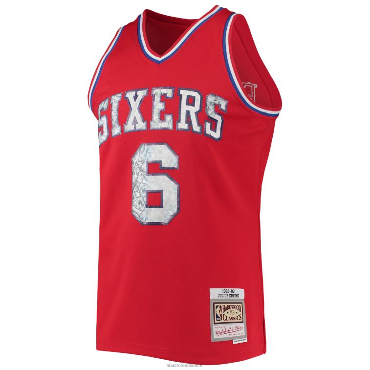 NBA 00F2L6421 Filadelfia 76ers julius erving red hardwood classics 75° anniversario diamante maglia swingman