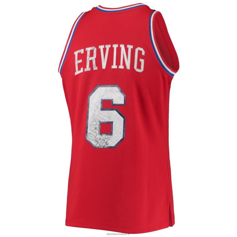 NBA 00F2L6421 Filadelfia 76ers julius erving red hardwood classics 75° anniversario diamante maglia swingman