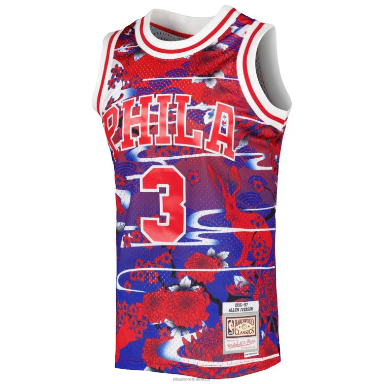 NBA 00F2L6499 philadelphia 76ers allen iverson red hardwood classici maglia swingman capodanno lunare