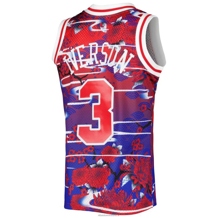 NBA 00F2L6499 philadelphia 76ers allen iverson red hardwood classici maglia swingman capodanno lunare