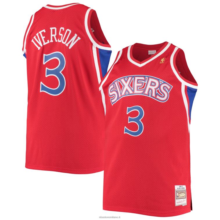 NBA 00F2L6726 philadelphia 76ers allen iverson rosso big & tall hardwood classici swingman giocatore maglia