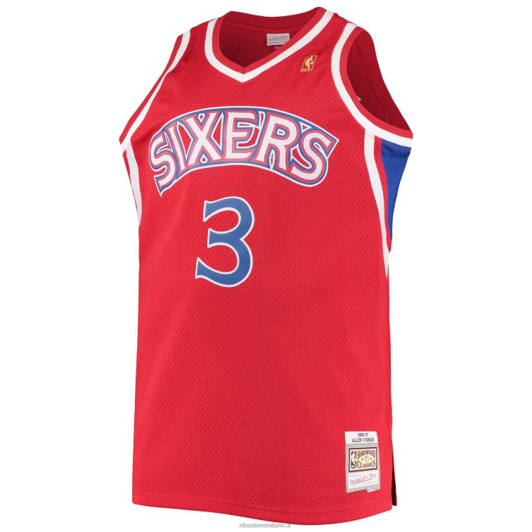 NBA 00F2L6726 philadelphia 76ers allen iverson rosso big & tall hardwood classici swingman giocatore maglia