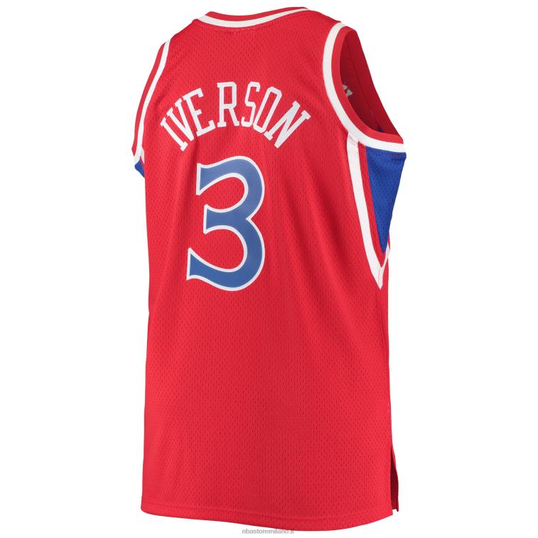 NBA 00F2L6726 philadelphia 76ers allen iverson rosso big & tall hardwood classici swingman giocatore maglia