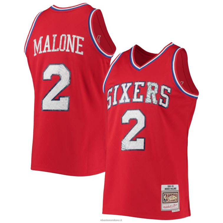 NBA 00F2L6958 philadelphia 76ers moses malone red hardwood classics 75° anniversario maglia swingman diamante