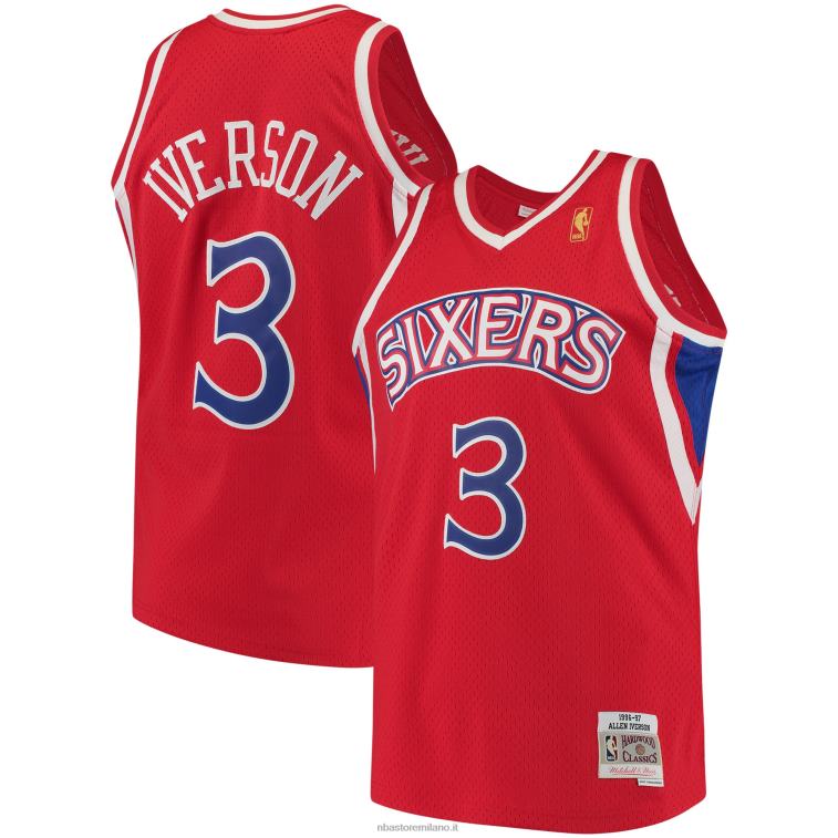 NBA 00F2L73 philadelphia 76ers allen iverson maglia swingman mitchell & ness red hardwood classics