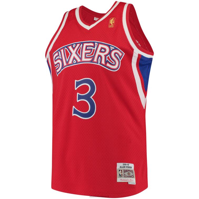 NBA 00F2L73 philadelphia 76ers allen iverson maglia swingman mitchell & ness red hardwood classics