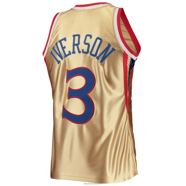 NBA 00F2L7677 Filadelfia 76ers Allen Iverson Gold 75th Anniversary Hardwood Classics Swingman Jersey