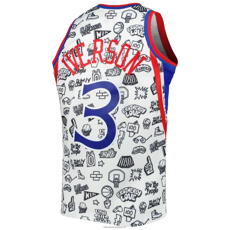 NBA 00F2L7698 philadelphia 76ers allen iverson mitchell & ness maglia swingman bianca