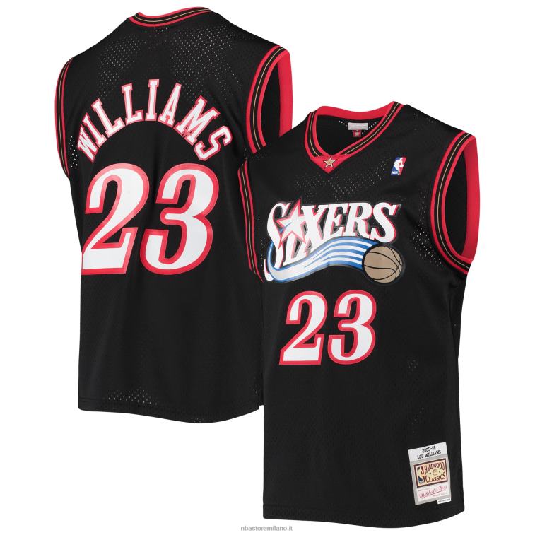 NBA 00F2L7990 philadelphia 76ers lou williams mitchell & ness black hardwood classics maglia swingman