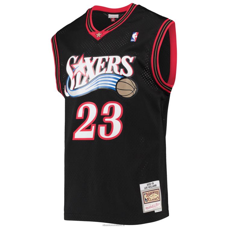 NBA 00F2L7990 philadelphia 76ers lou williams mitchell & ness black hardwood classics maglia swingman