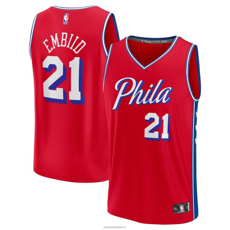 NBA 00F2L829 Filadelfia 76ers joel embiid maglia rossa fast break replica giocatore