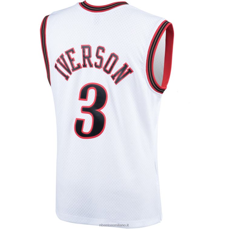 NBA 00F2L95 philadelphia 76ers allen iverson mitchell & ness white 2000 hardwood classics maglia giocatore swingman
