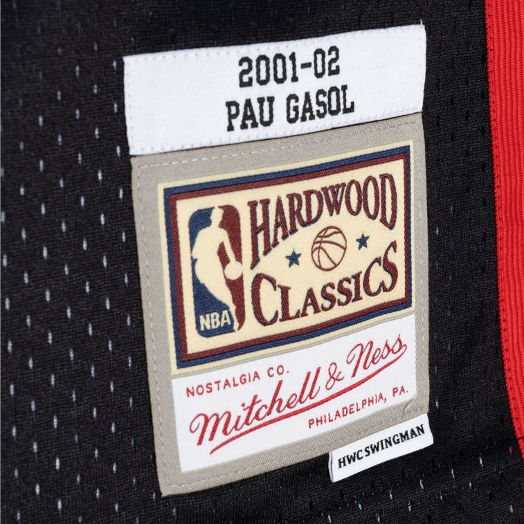 NBA 00F2L952 memphis grizzlies pau gasol mitchell & ness black/turquoise hardwood classics split swingman jersey