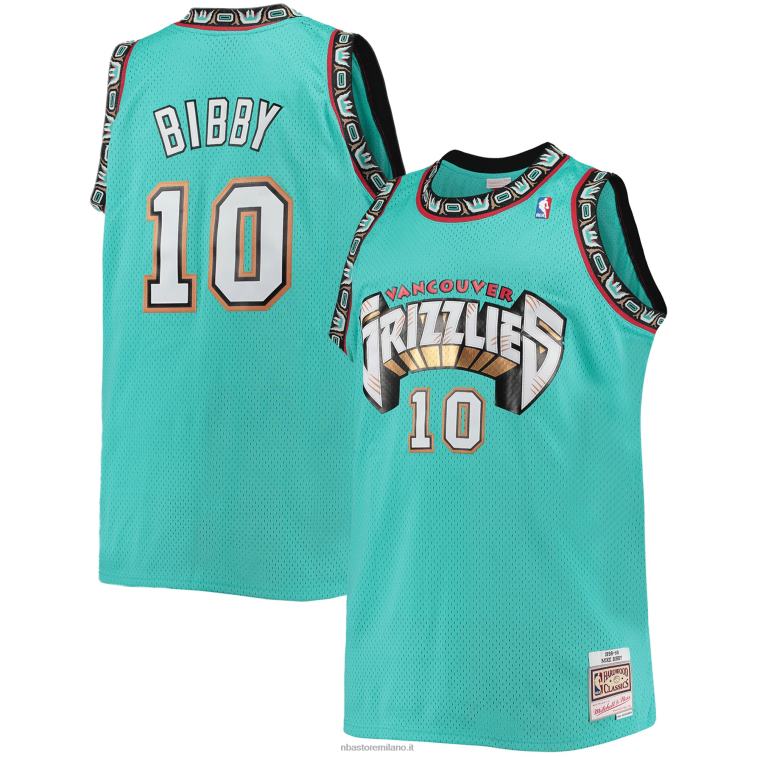 NBA 00F2L1042 vancouver grizzlies mike bibby mitchell & ness teal big & tall maglia classica in legno duro