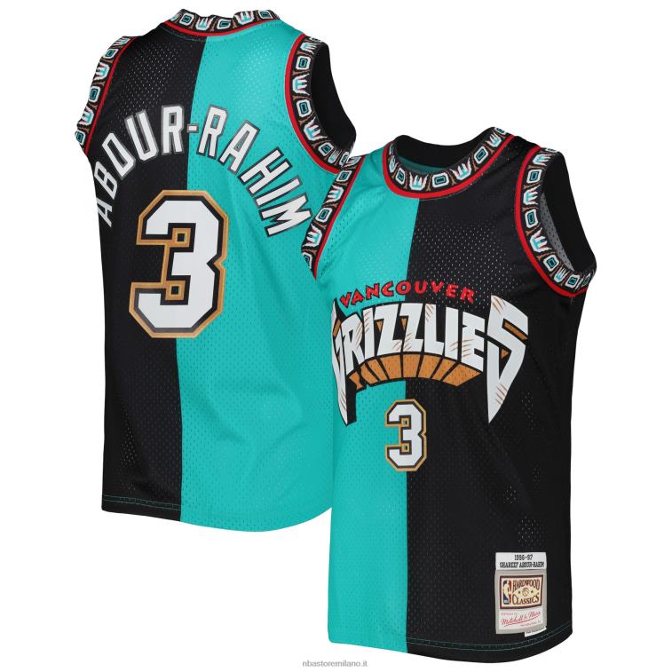 NBA 00F2L1834 vancouver grizzlies shareef abdur-rahim turchese/nero hardwood classici split swingman jersey