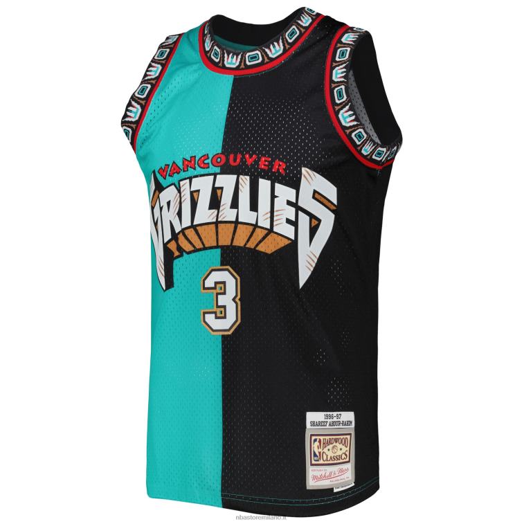 NBA 00F2L1834 vancouver grizzlies shareef abdur-rahim turchese/nero hardwood classici split swingman jersey